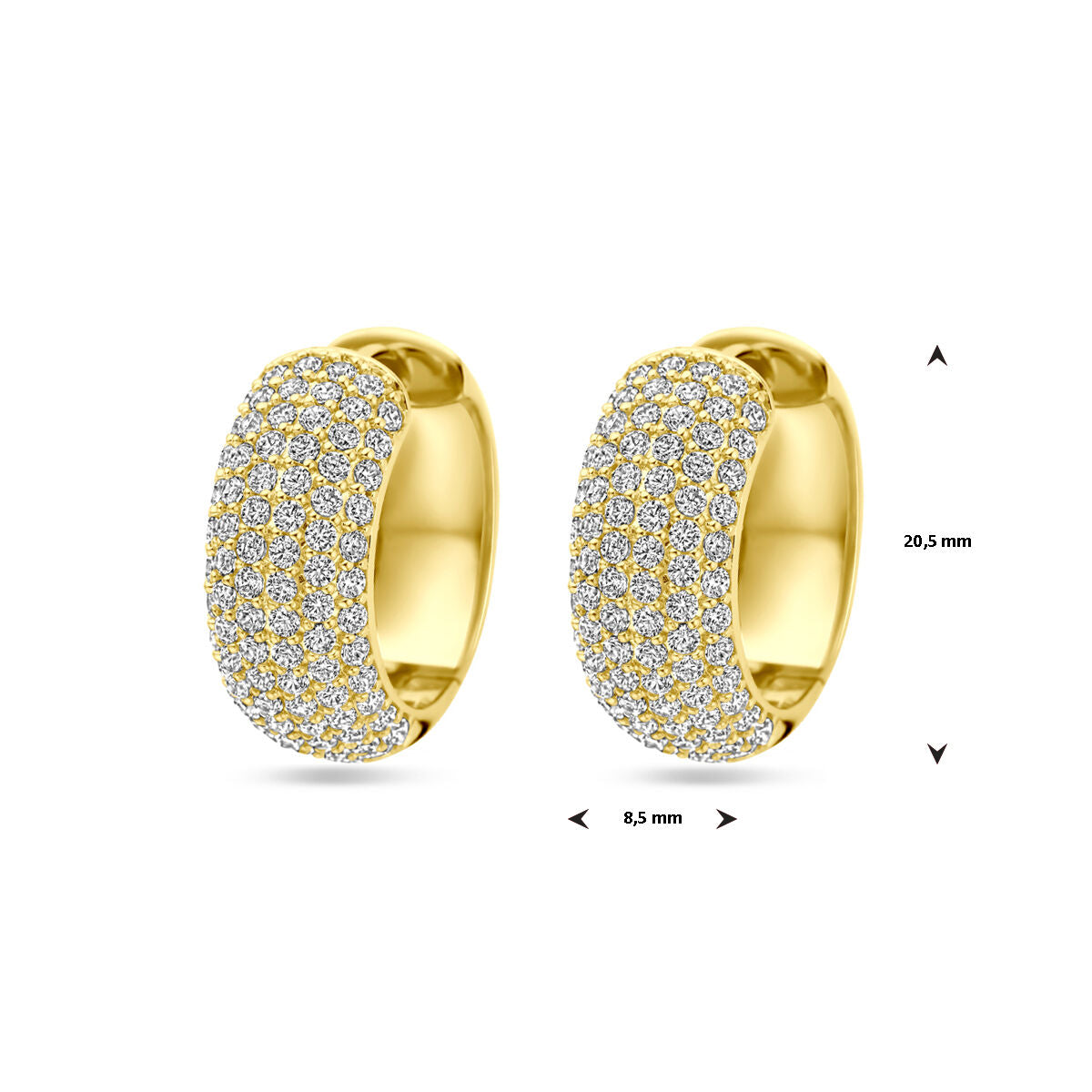 créoles zircone 20,5 mm 1 micron argent plaqué or (jaune)
