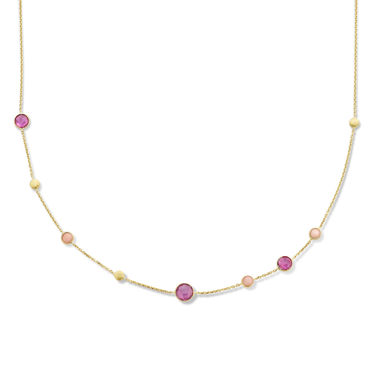 collier rubis, opale et ronds 41 - 43 - 45 cm or jaune 14K