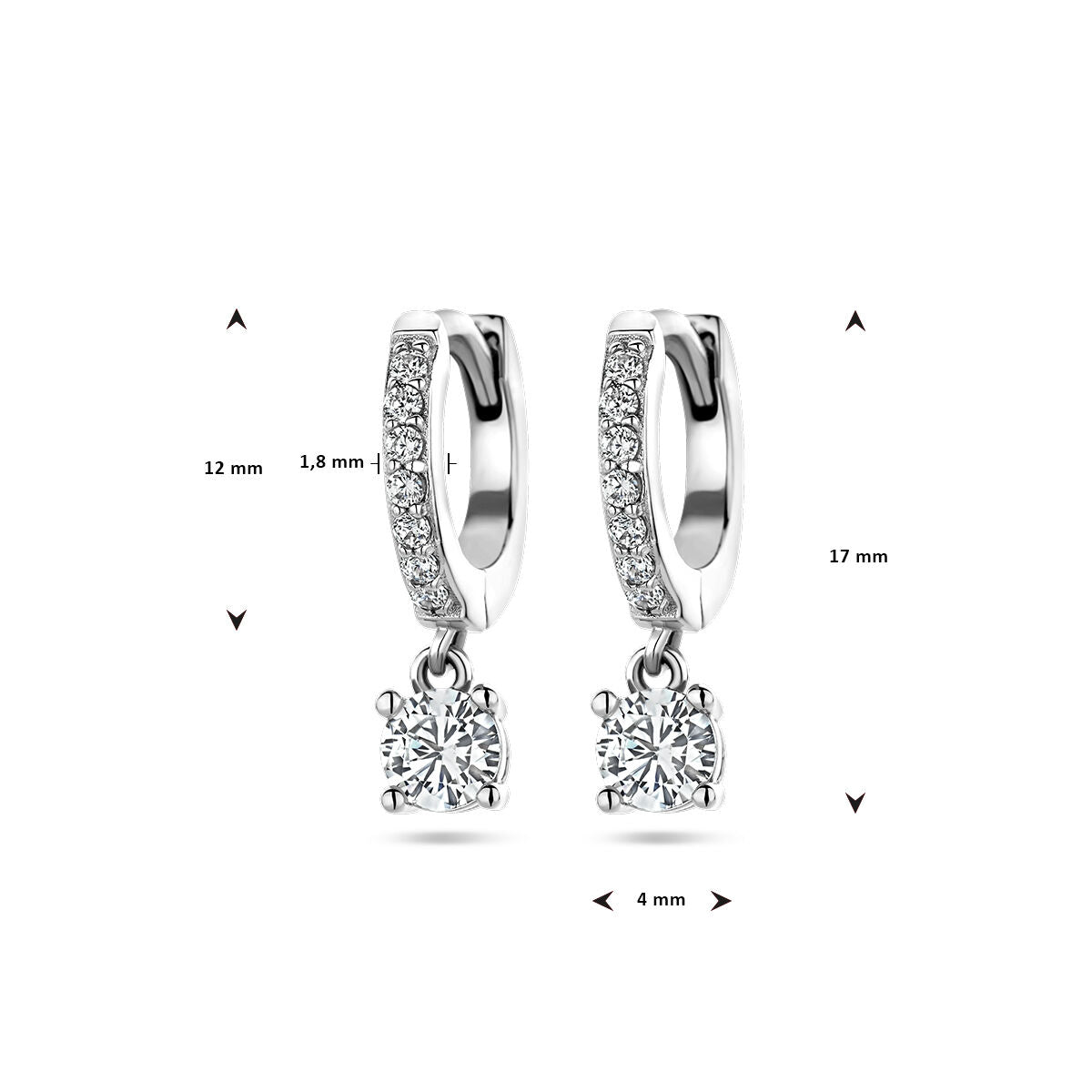 créoles zircone argent rhodié