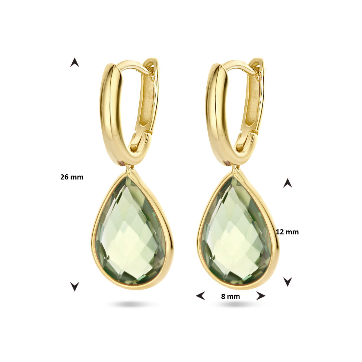 créoles vert améthyste 14K or jaune