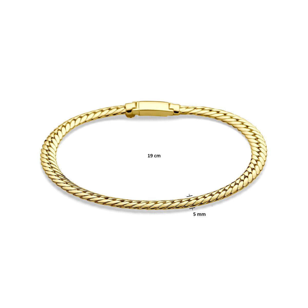 bracelet gourmette 5 mm 19 cm or jaune 14K