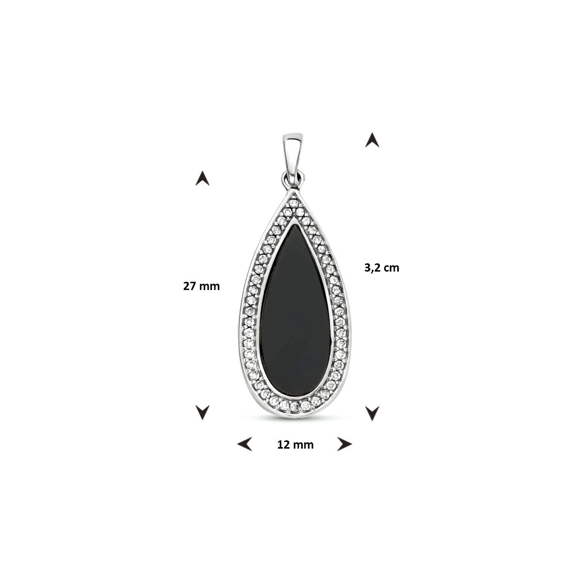 pendentif onyx et zircone argent rhodié