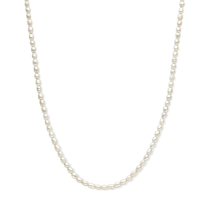 collier parel 3,8 mm 50 + 5 cm zilver gerhodineerd