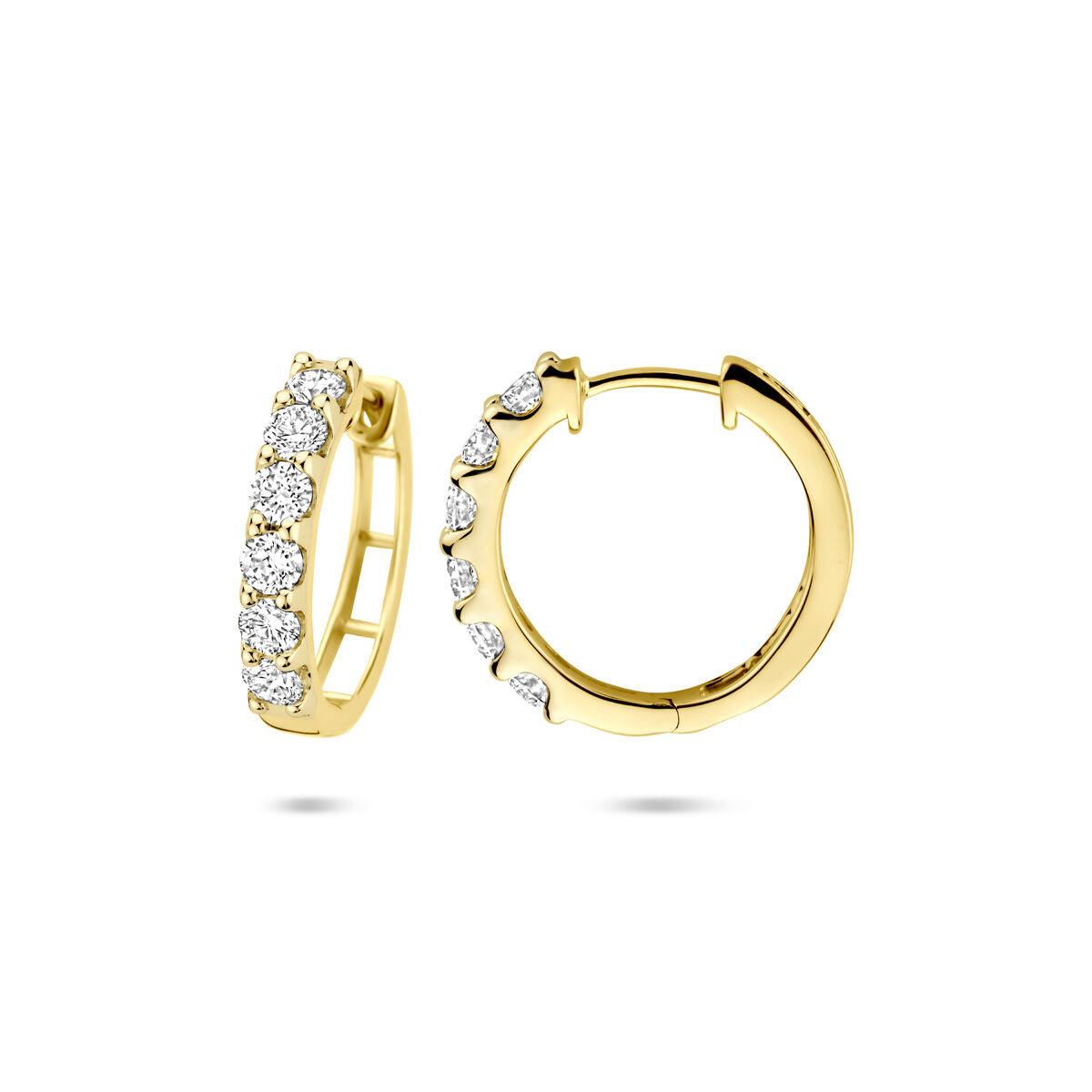créoles en diamant lab grown 1.025ct (2x 0.5125ct) h si 16,5 mm or jaune 14K