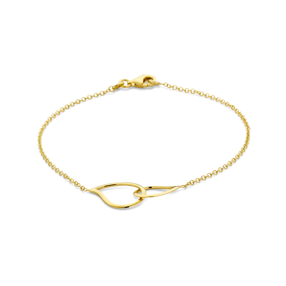 Bracelet en or jaune 14 carats avec pendentifs en forme de goutte.