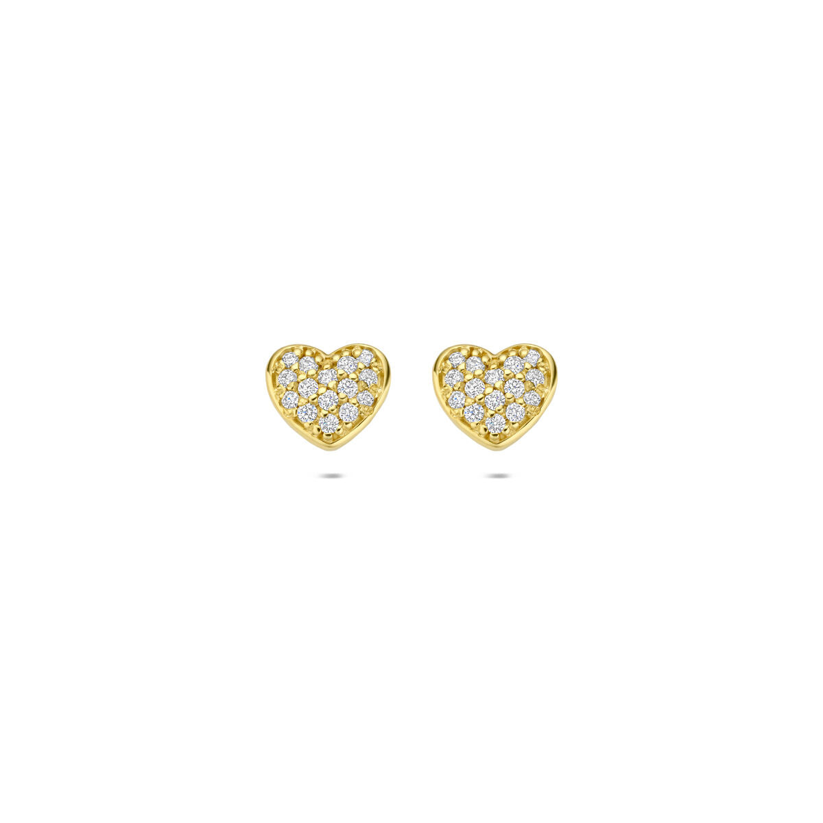 Puces d'oreilles en or jaune 14k avec cœur en diamant