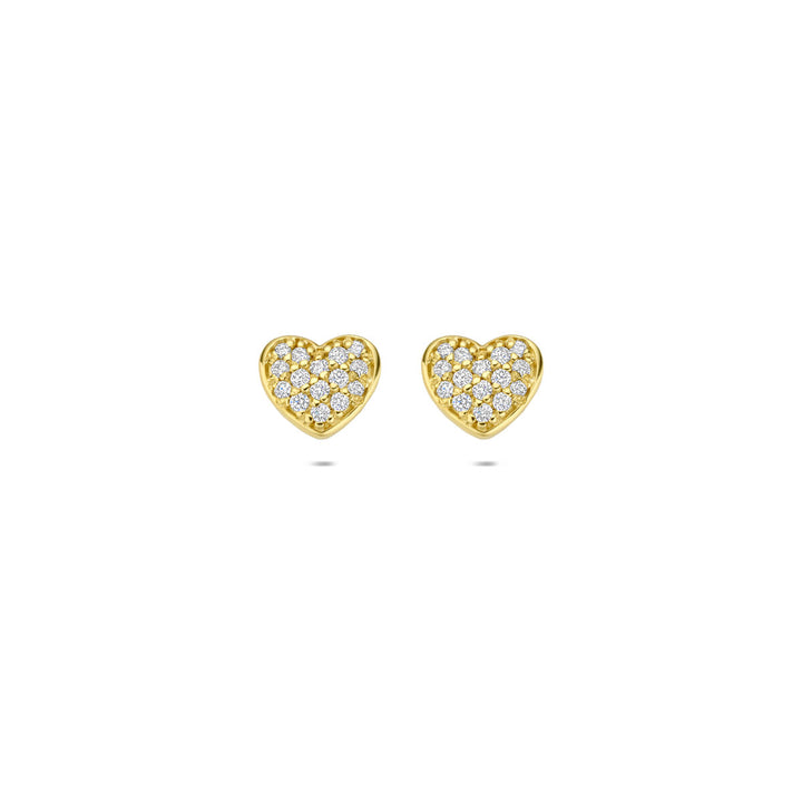 14k Geelgouden oorknopjes met hartje diamant
