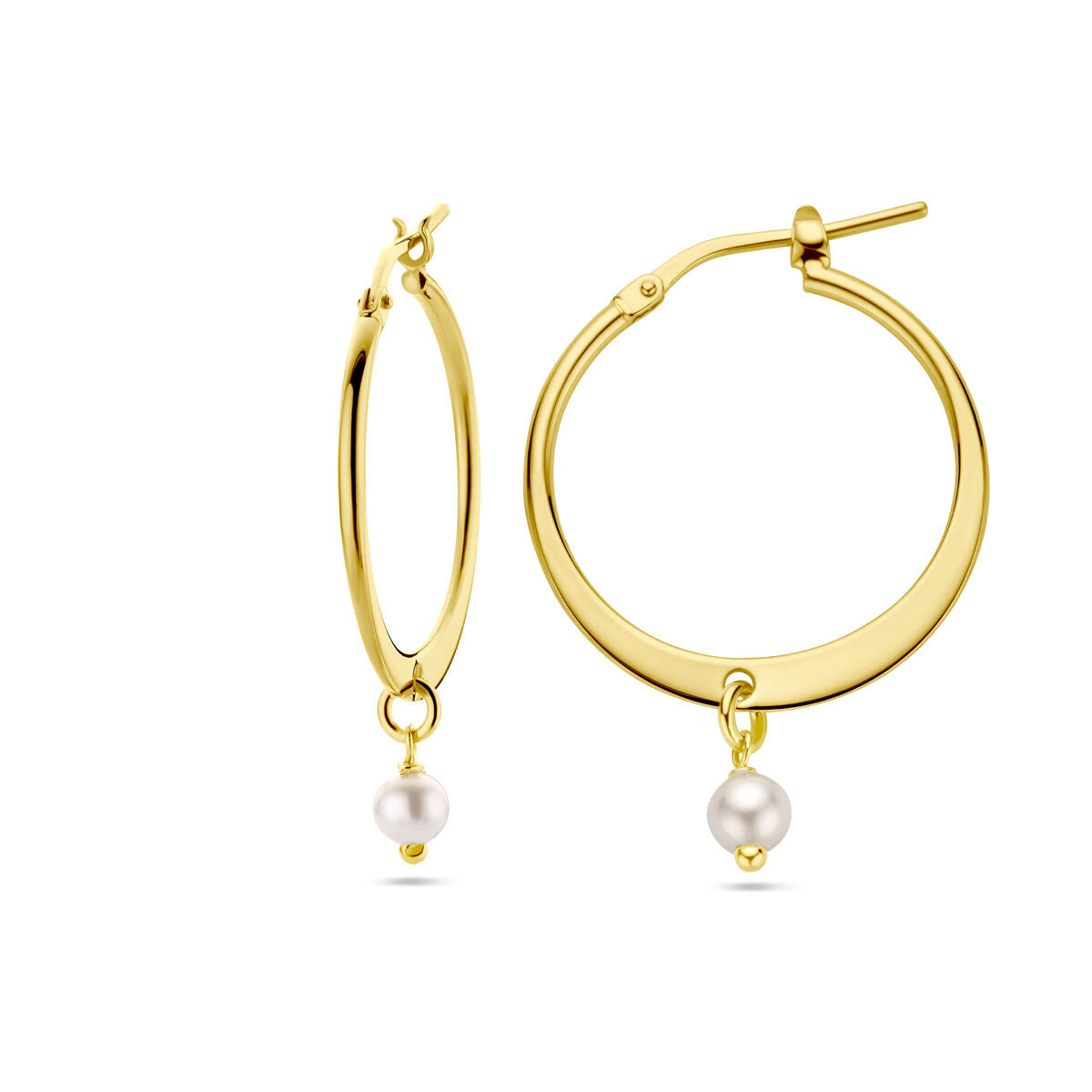 boucles d'oreilles perle synth. 1 micron argent plaqué or (jaune)