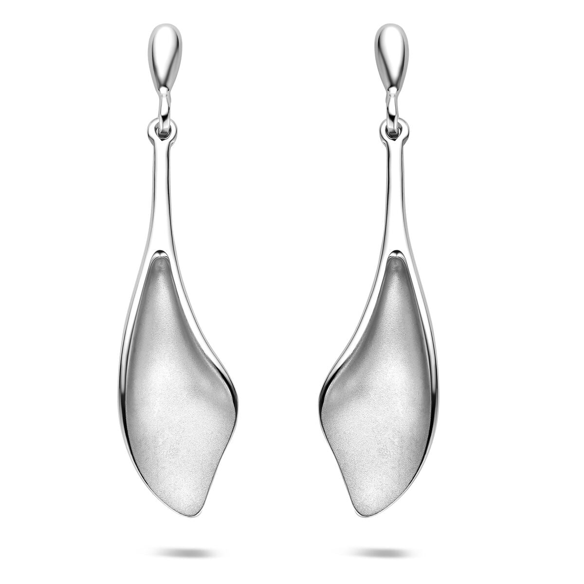 Boucles d'oreilles en argent rhodié 925, de forme allongée et lisse.
