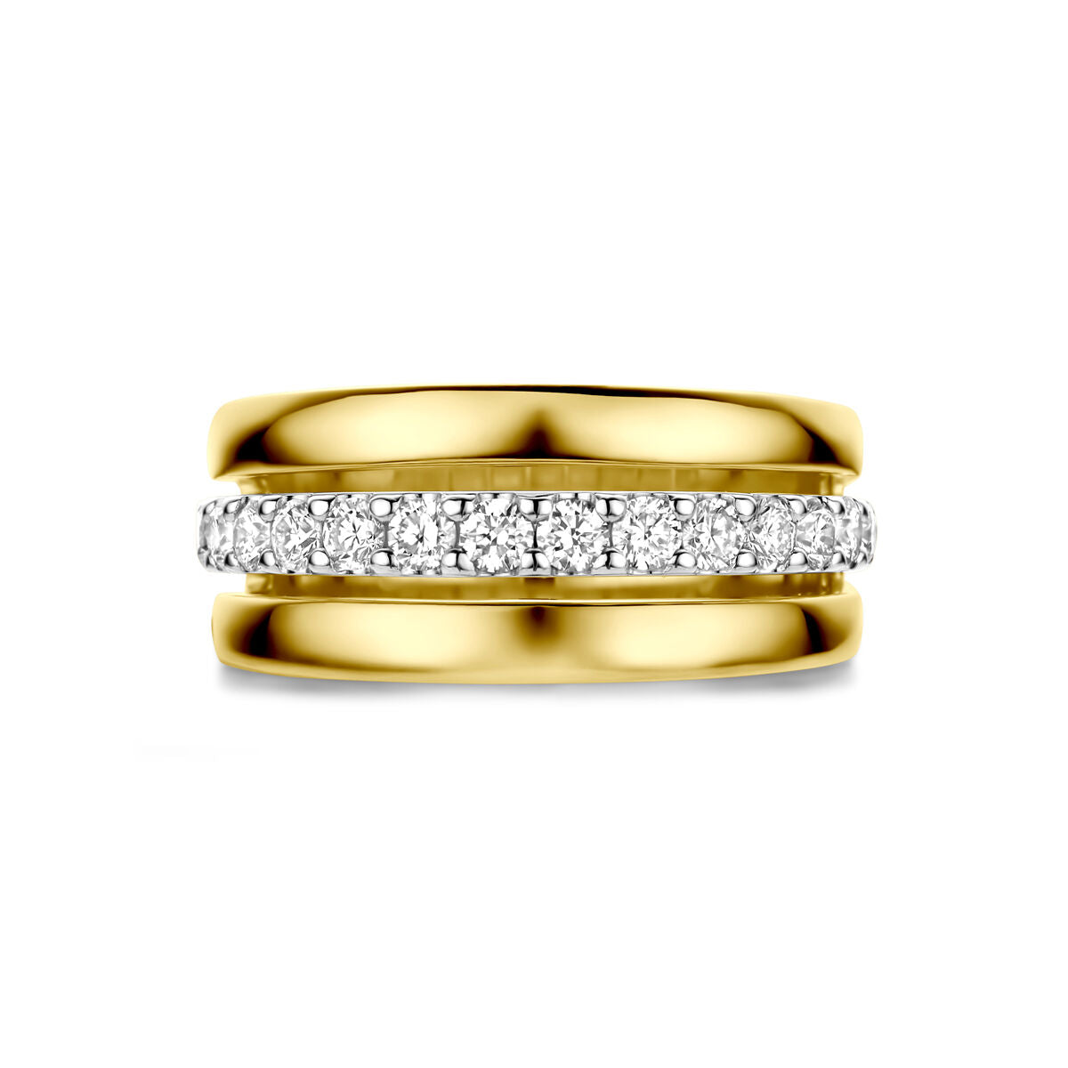 Bague pour femme bicolore avec diamant – or jaune et or blanc