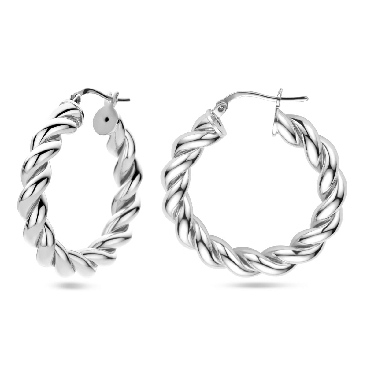 créoles torsadées en argent rhodié