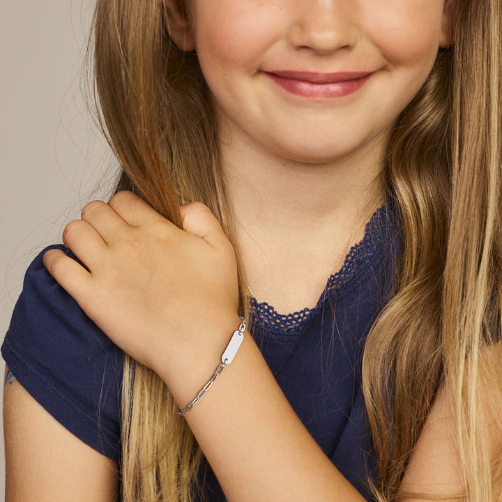 Baby armband zilver paperclip platte buis plaat 5,0 mm gerhodineerd