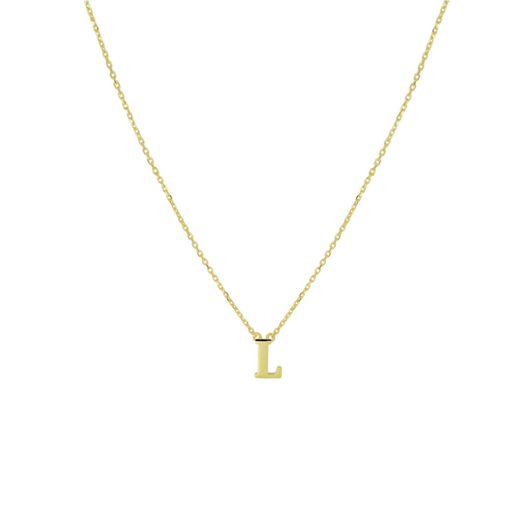 De Gouden dames ketting letter 14K van Van der Kooij Collectie is een delicaat 14k geelgouden collier met een gepersonaliseerde letter L hanger-perfect als sieradencadeau dames.