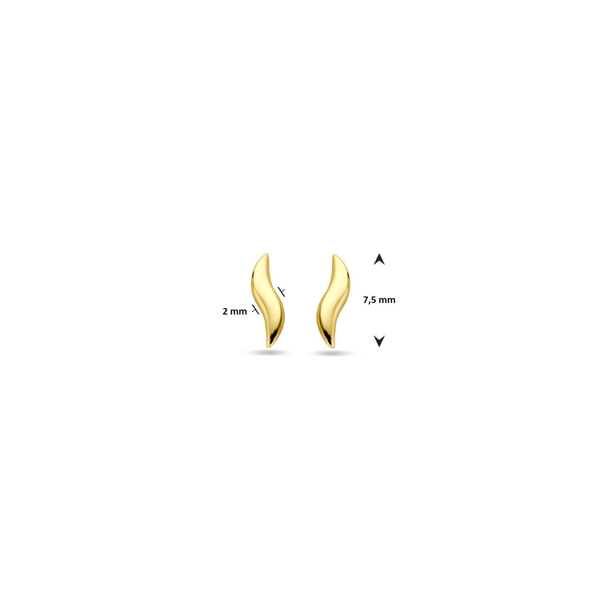 puces d'oreilles 7,5 mm or jaune 14K