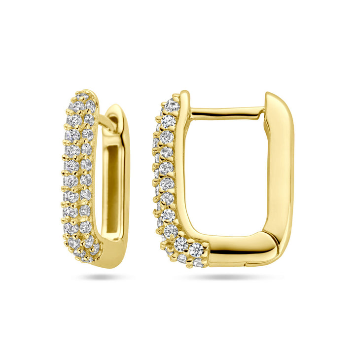 Vergulde zilveren klapoorringen met zirkonia – 14 mm
