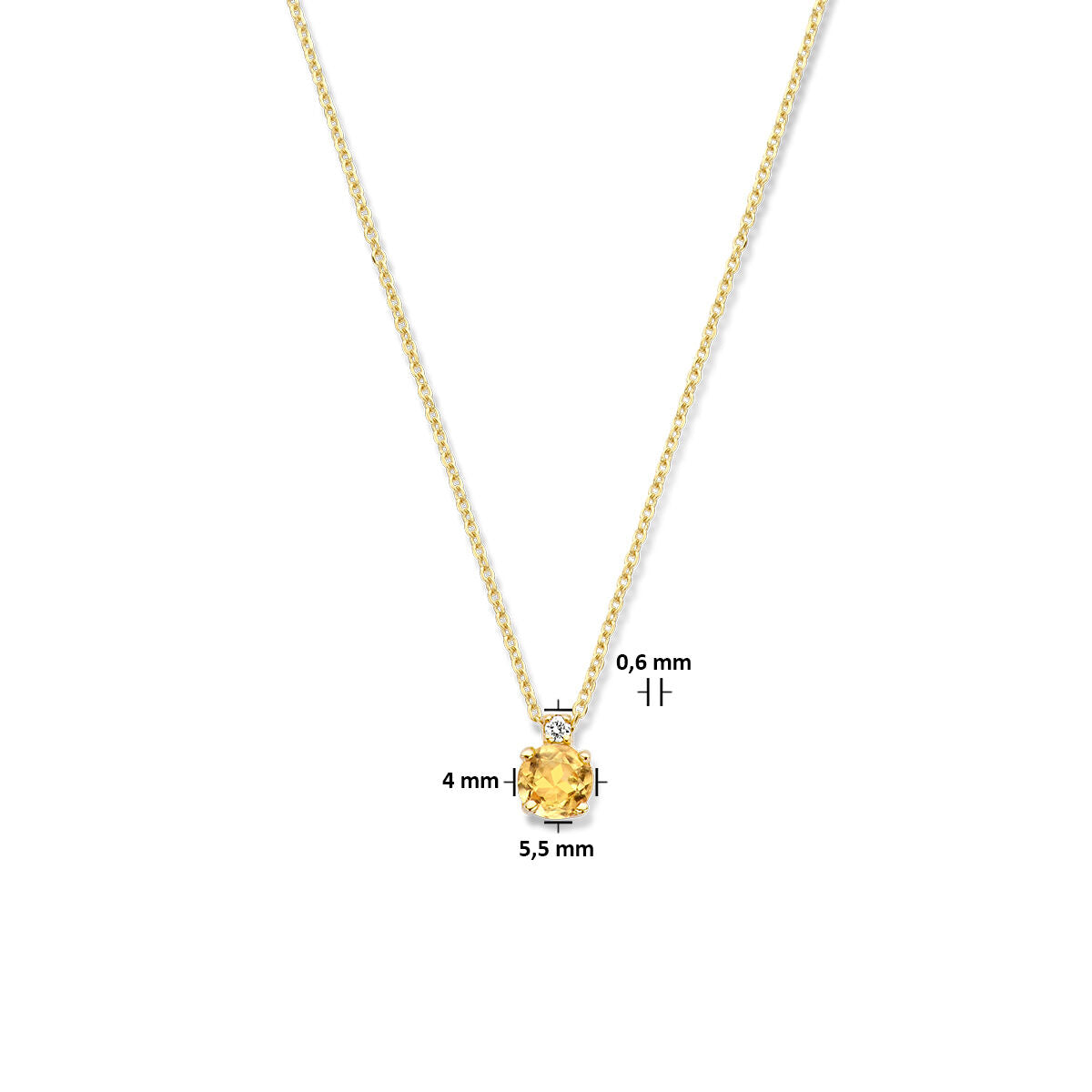 collier en citrine et diamant 0.015ct h si 40 cm or jaune 14K