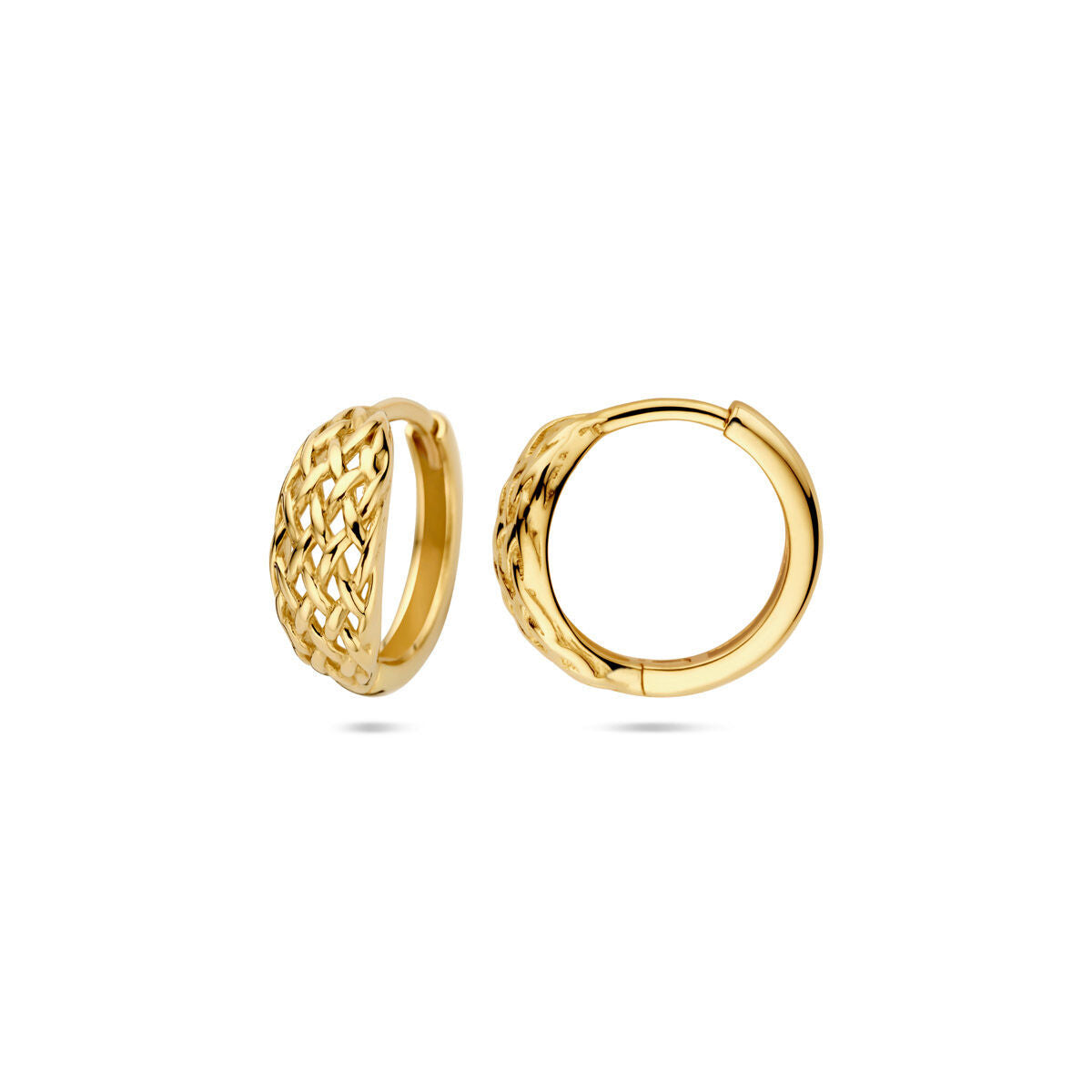 créoles tressées 13 mm or jaune 14K