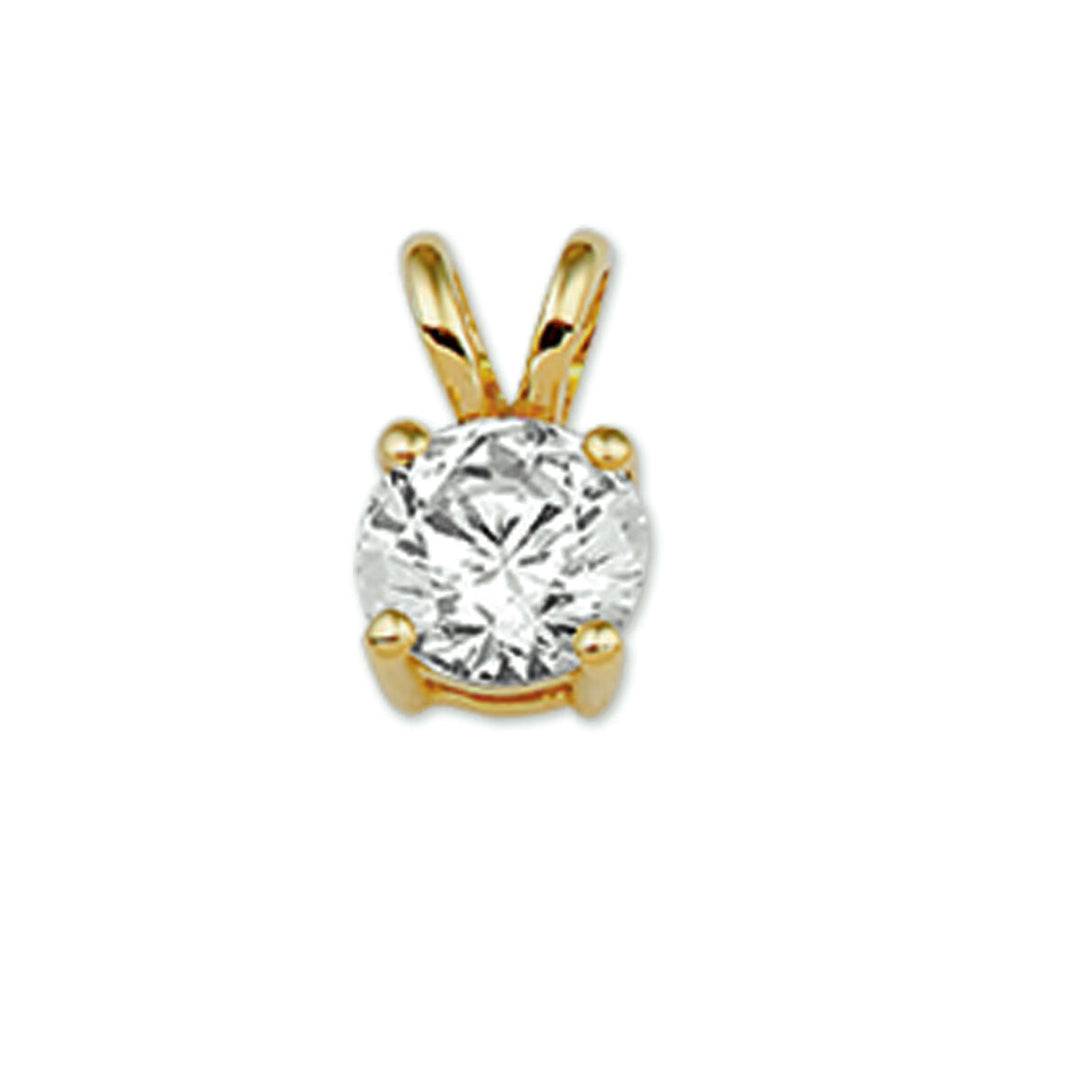 pendentif en or jaune 14K avec zirconia, forme ronde et serti en griffes.