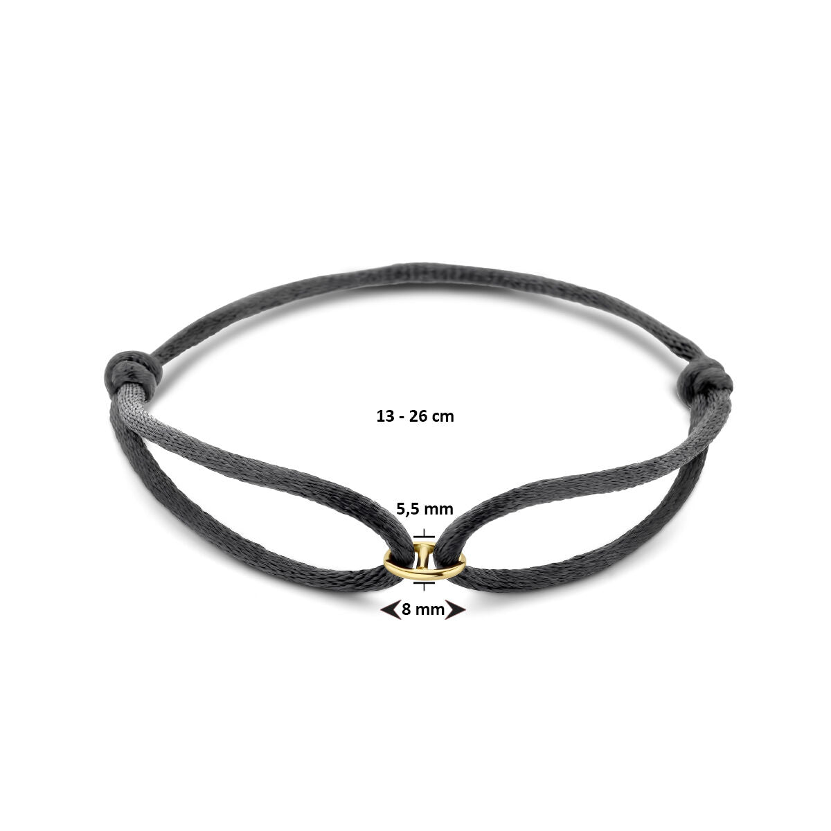bracelet satin or 14K avec caoutchouc/nylon/cuir