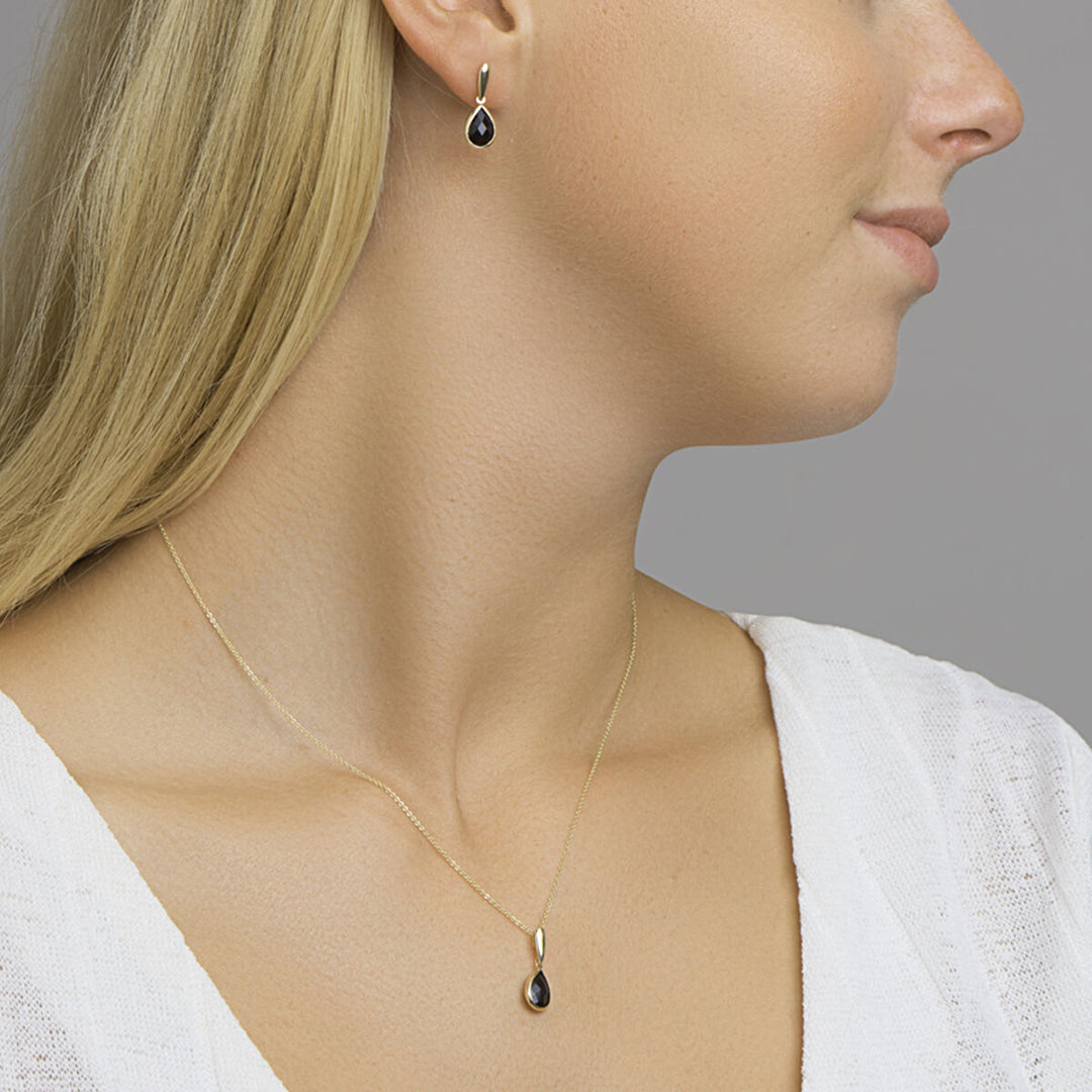 oorhangers onyx 14K geelgoud