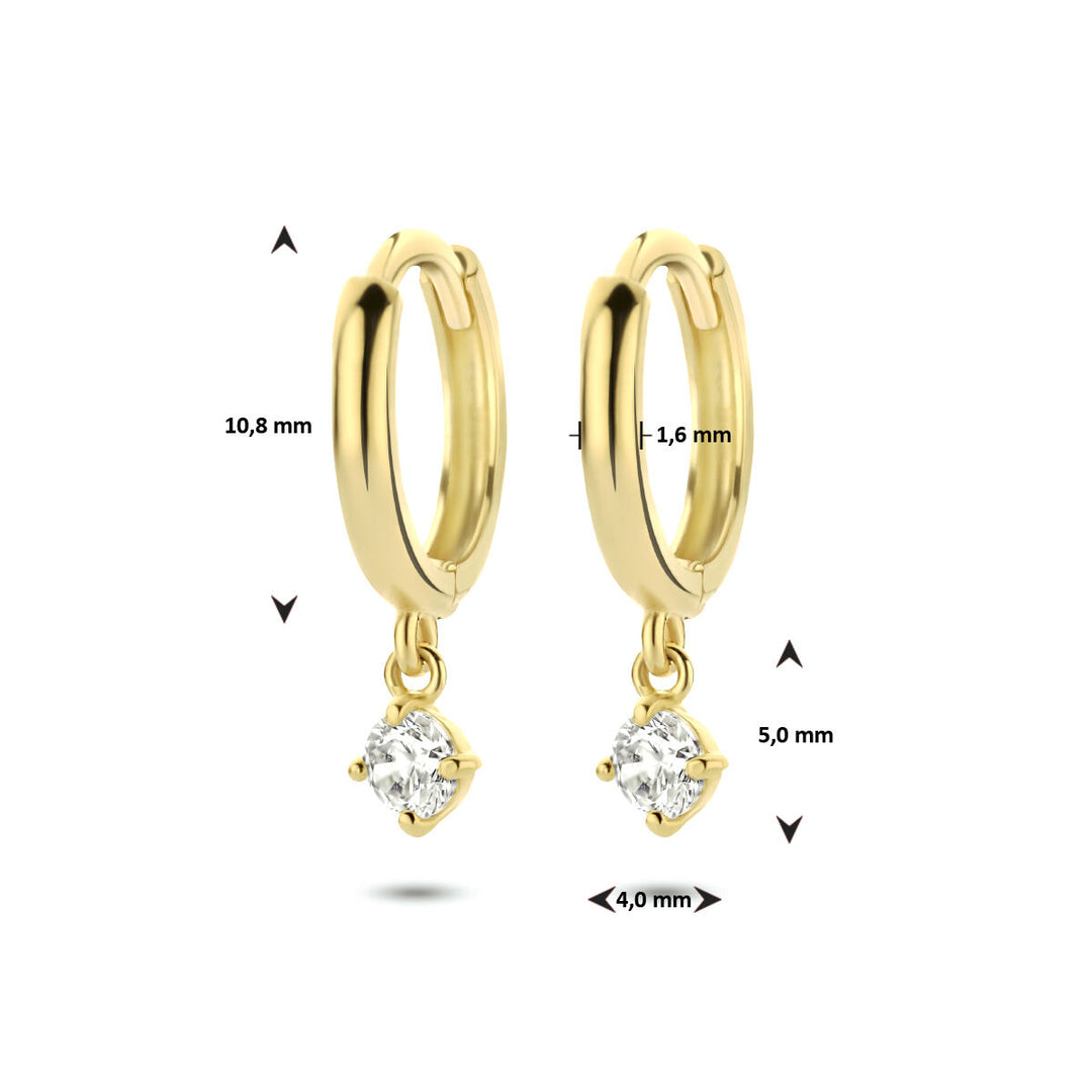 klapoorringen zirkonia 14K geelgoud