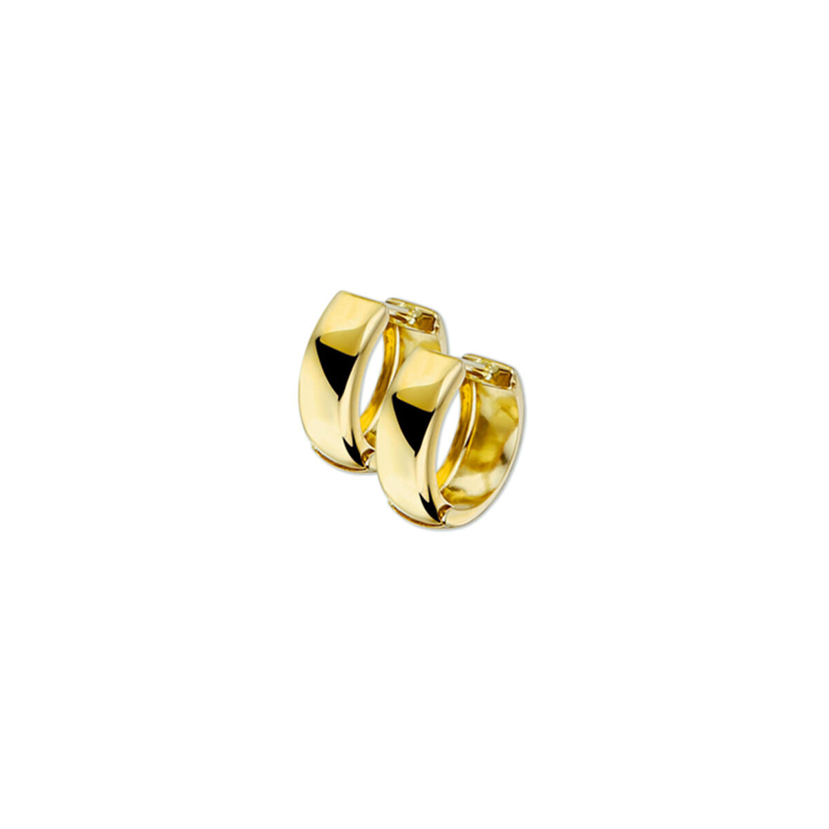 Boucles d'oreilles en or jaune 14K avec un design de tube plat.
