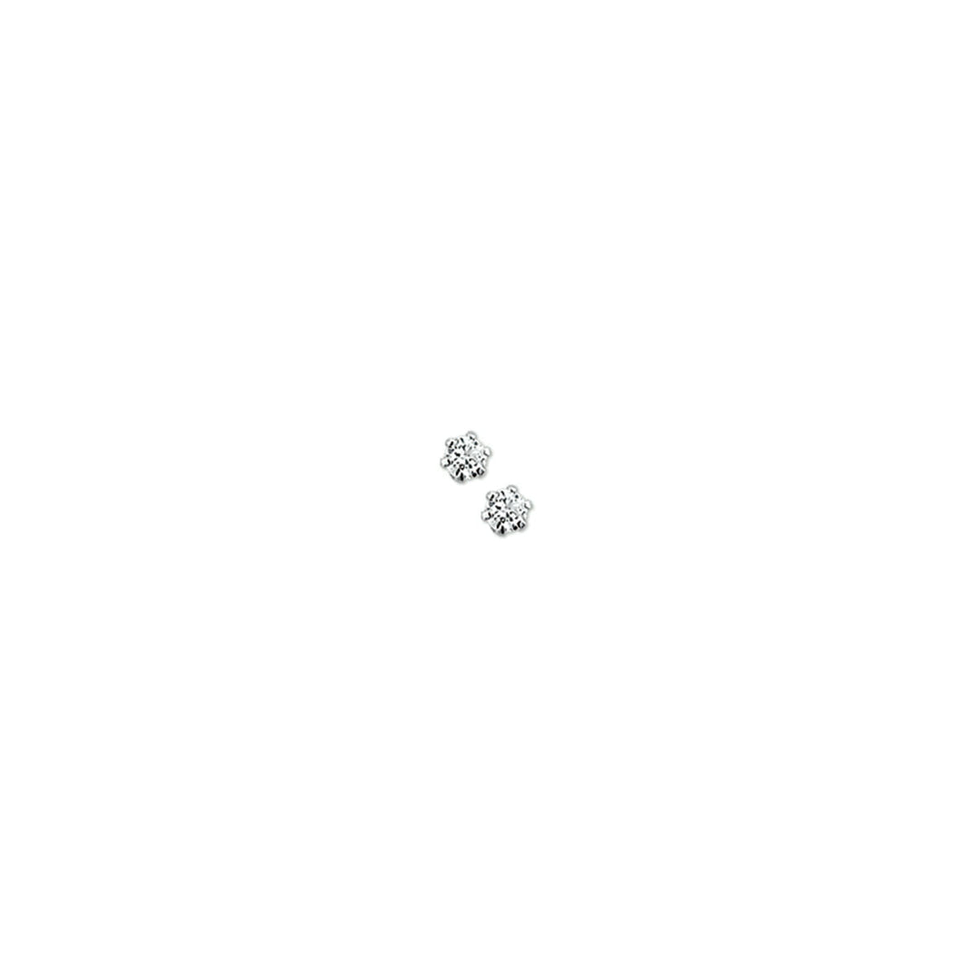 Boucles d'oreilles en argent rhodié ornées de zirconia, en forme de petites étoiles.