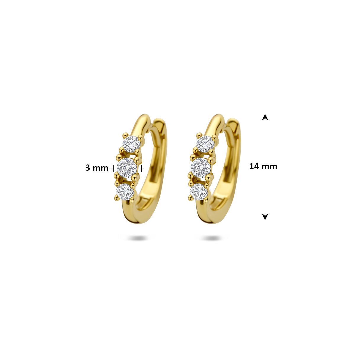 Créoles en or avec diamant cultivé en laboratoire – or jaune 14k