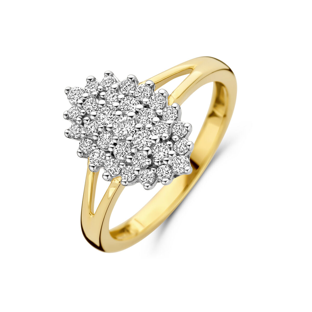 Bague en or jaune 14K ornée de diamants lab-grown de 0,48 ct, au design floral.