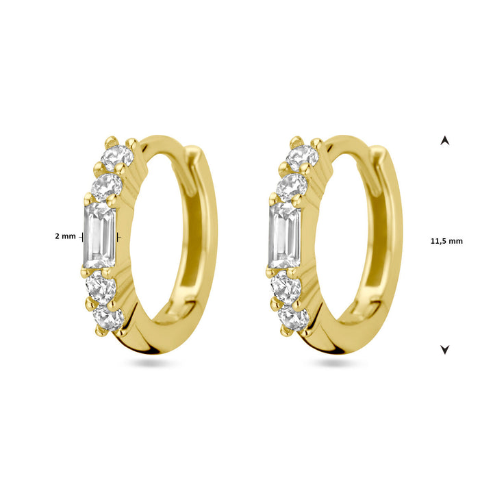 klapoorringen zirkonia 1 micron zilver verguld (geel)