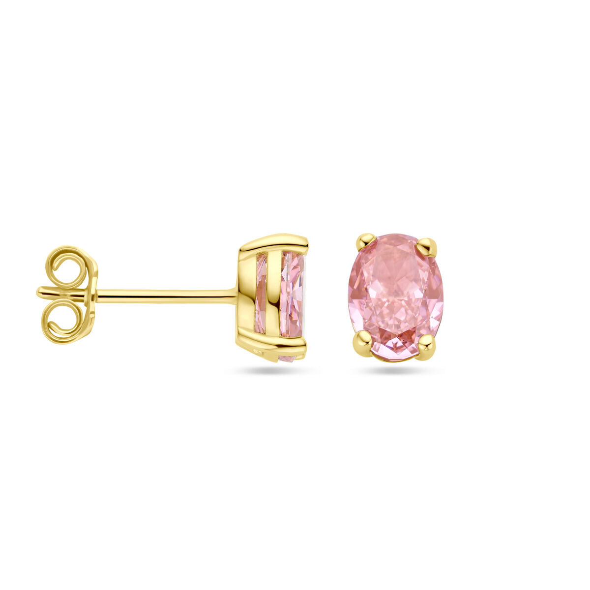 puces d'oreilles zirconia padparadscha 14K or jaune