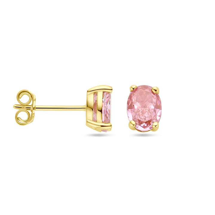 oorknoppen padparadscha zirkonia 14K geelgoud