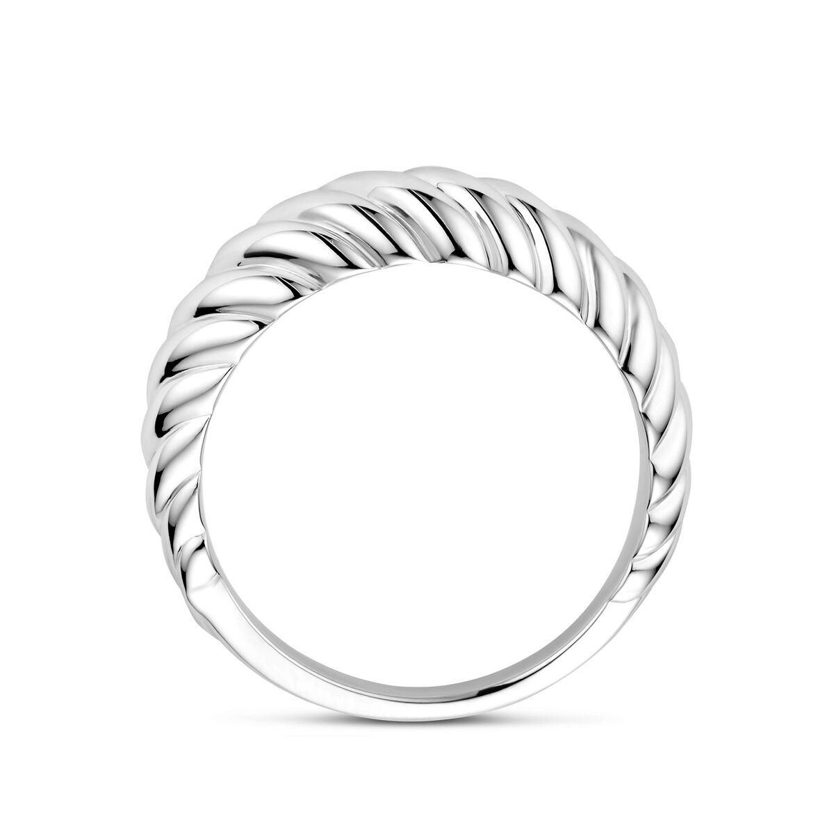 bague massifiée torsadée argent rhodié