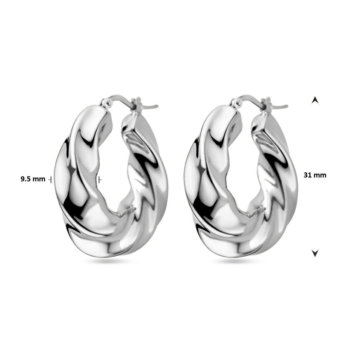 créoles en argent rhodié torsadées
