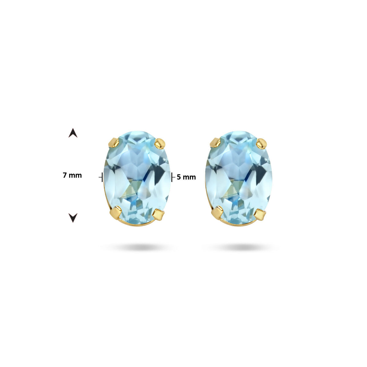 puces d'oreilles topaze bleue 14K or jaune