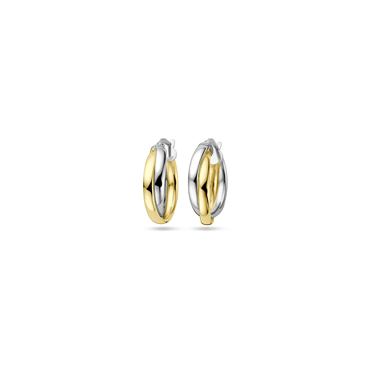 Boucles d'oreilles en argent doré, avec une finition en rhodium, présentant une forme ovale.