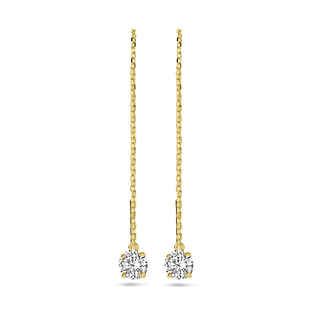 Boucles d'oreilles en or jaune 14K avec pendentifs en zirconia.