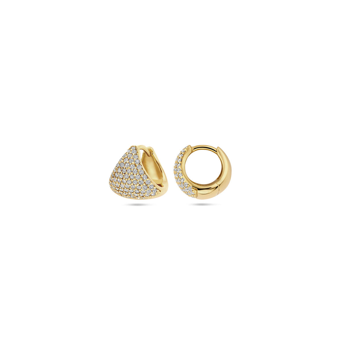 créoles zircone 11 mm 1 micron argent plaqué or (jaune)