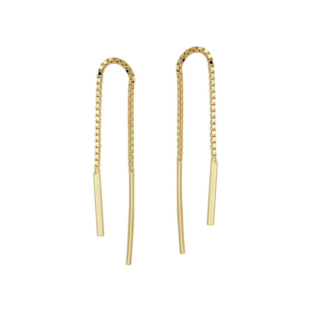 Boucles d'oreilles en argent doré, avec des barres longues et fines, finition brillante.