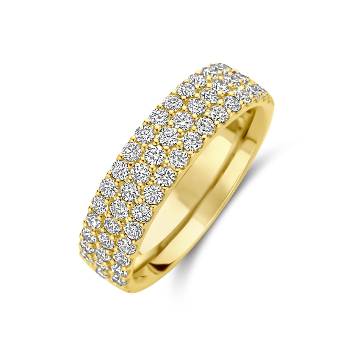Bague en or jaune 14K ornée de diamants brillants de 1,13 ct.