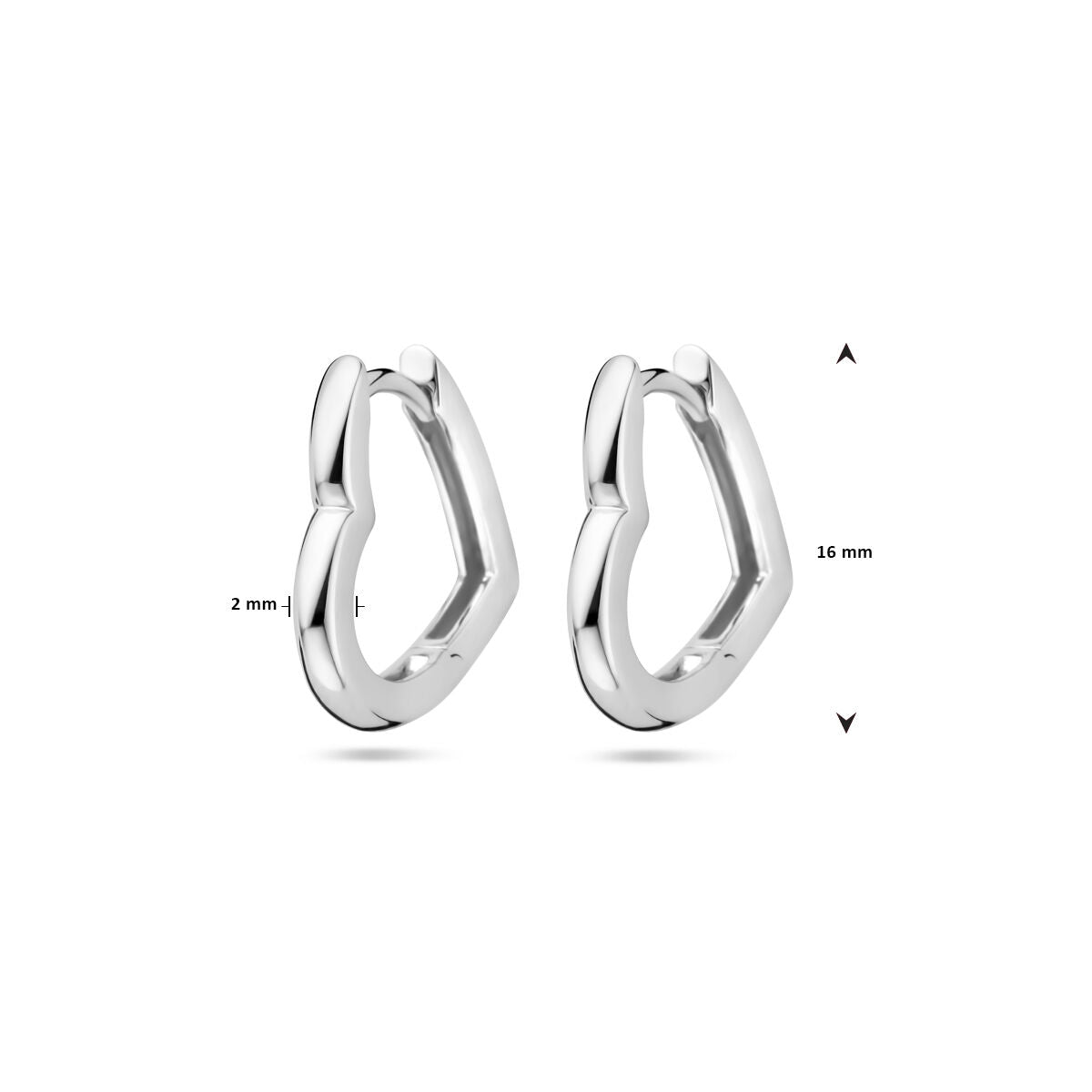 créoles cœur 16 mm argent rhodié