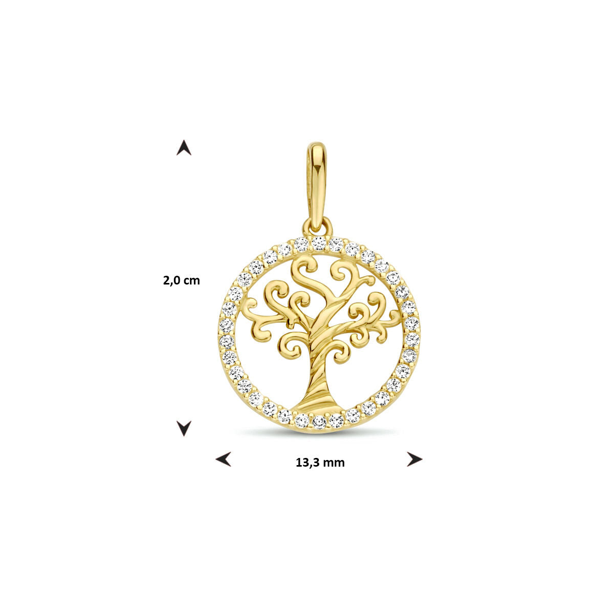 pendentif arbre de vie zircone 14K or jaune