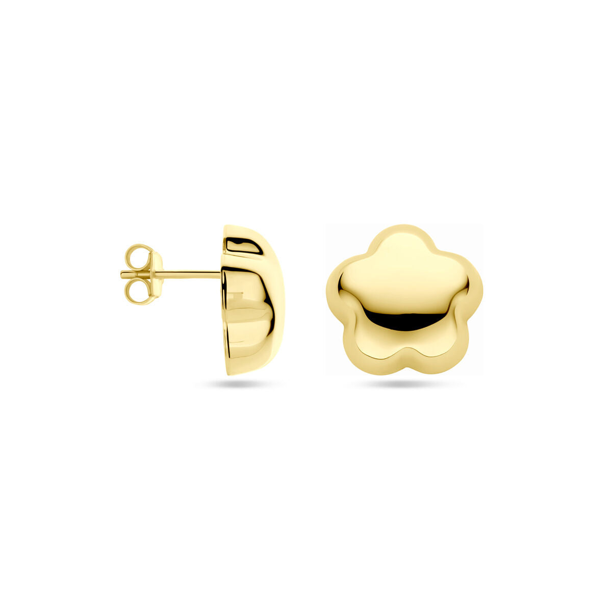 puces d'oreilles fleur 15 mm 1 micron argent plaqué or (jaune)