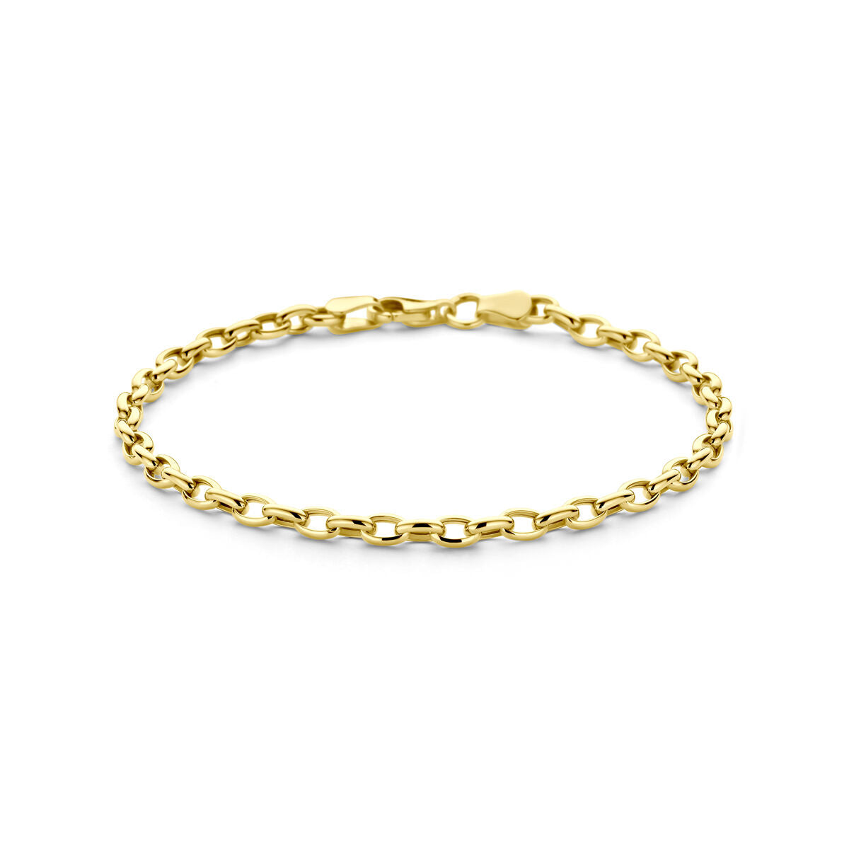 Bracelet en or jaune 14K avec maillons en forme d'ancre.
