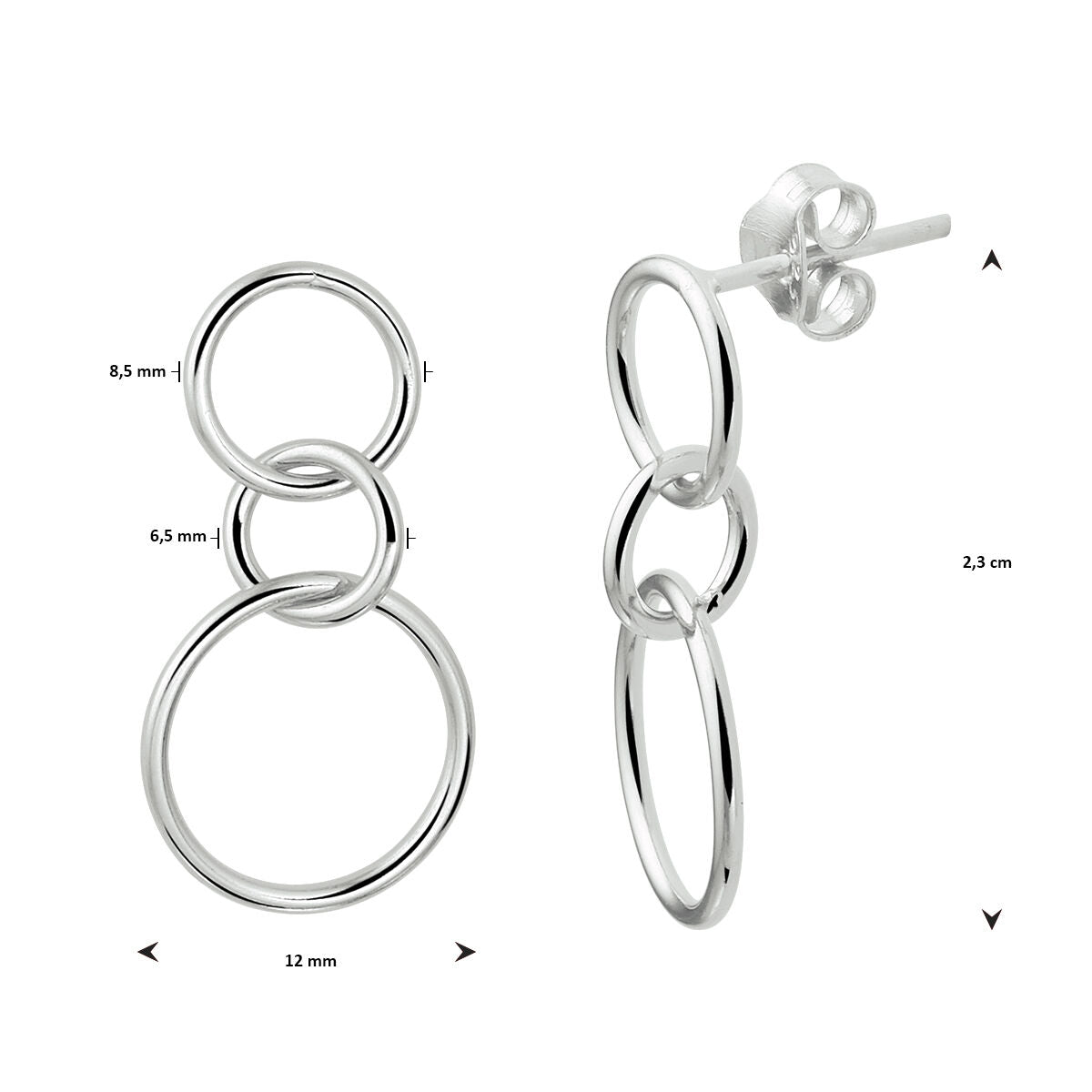 boucles d'oreilles rondes argent rhodié