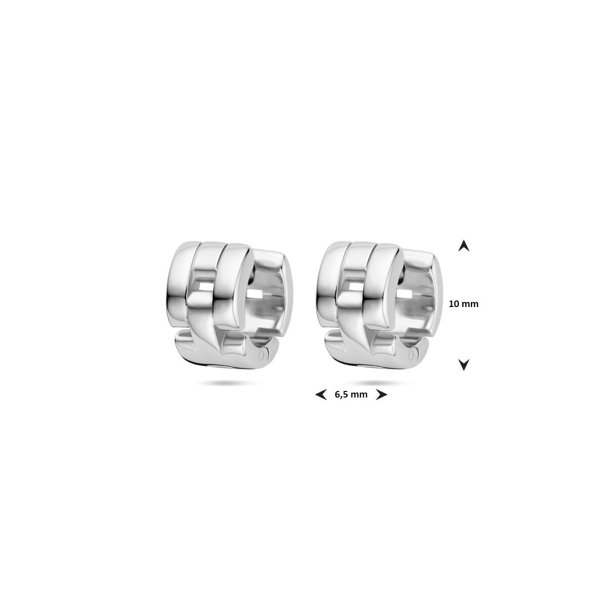 créoles motif maille 10 mm argent rhodié