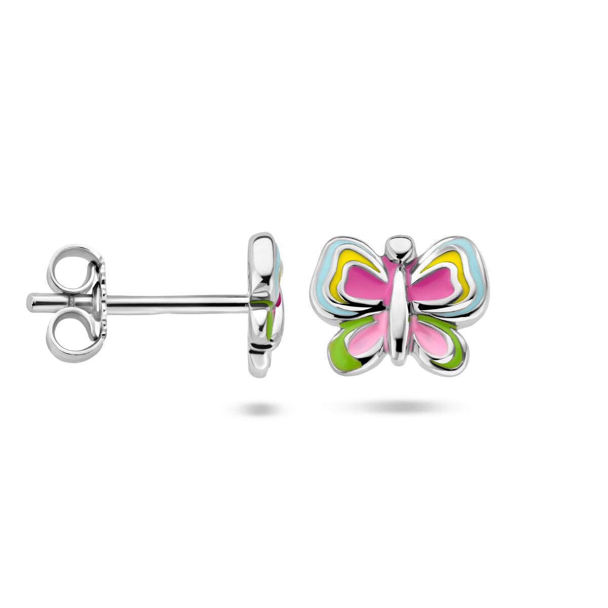 puces d'oreilles papillon argent rhodié