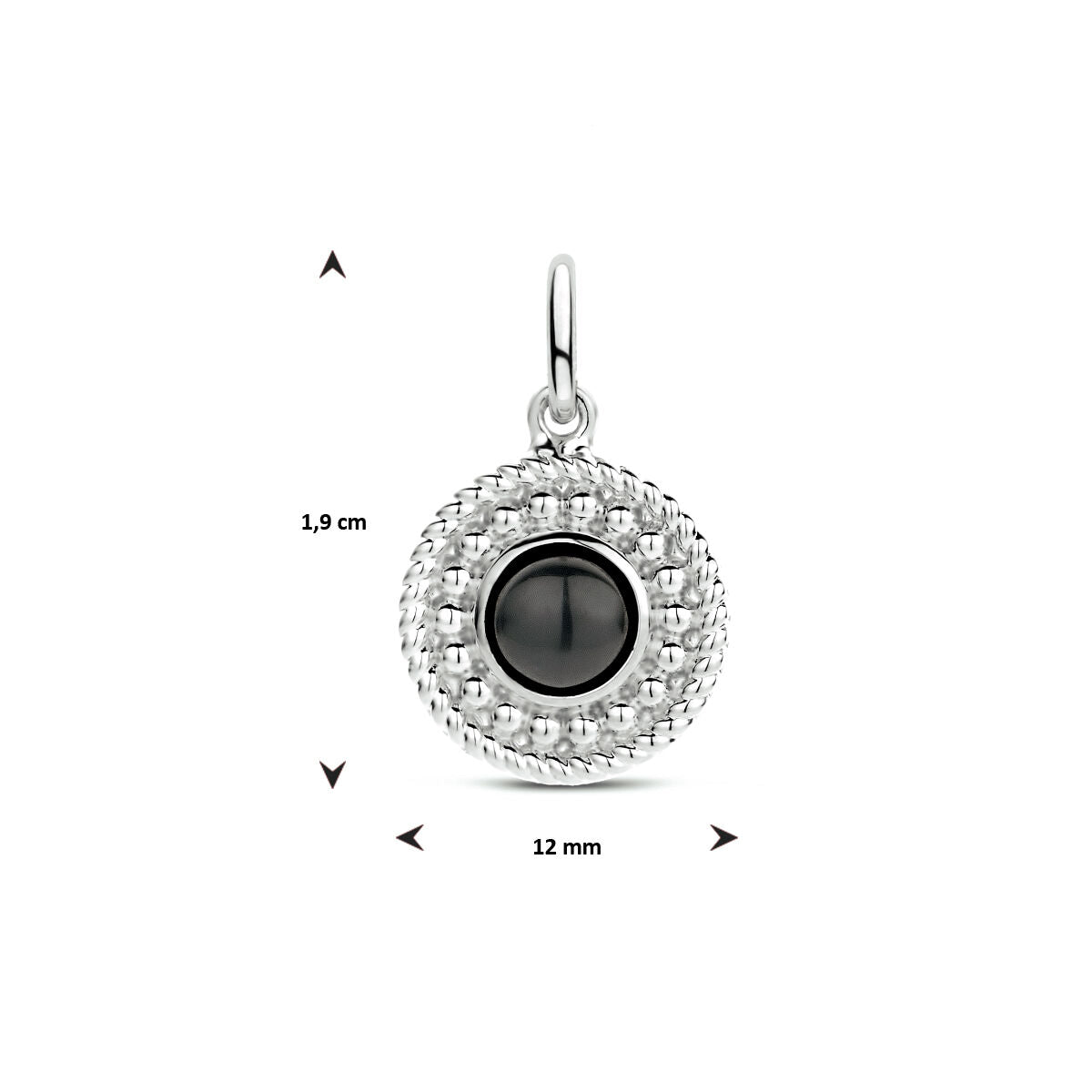 pendentif rond onyx argent rhodié
