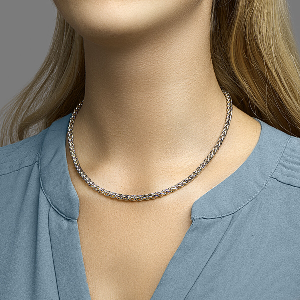 Collier en acier queue de renard – couleur argent
