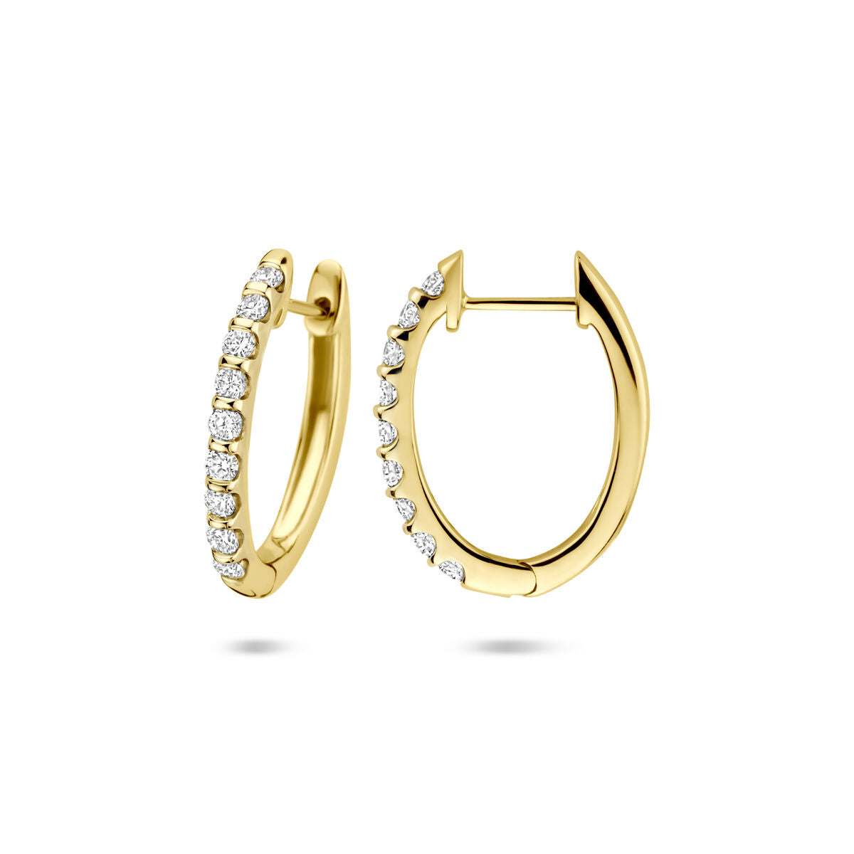 créoles en diamant lab grown 0.25ct (2x 0.125ct) h si 19,5 mm or jaune 14K